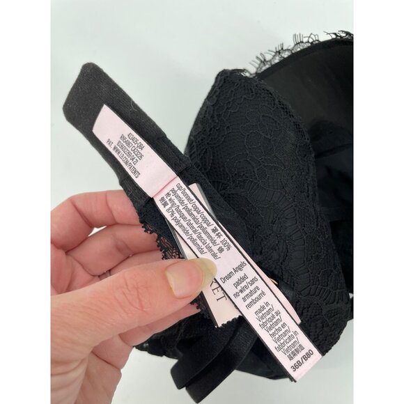 Victoria’s Secret Size 36B Lace Padded Bra Dream Angels Black No-Wire Adjustable - Picture 4 of 5